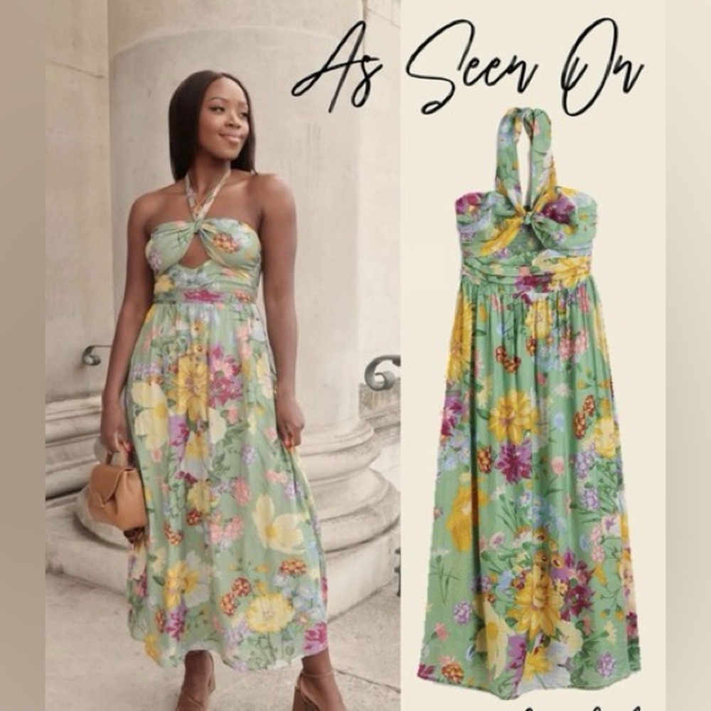 NWT H&M halter cut out floral dress vacation wear